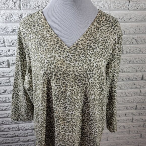 Denim Co Womens Top Extra Large Tee 3/4 Sleeve Gray Animal Print Comfy ANI6E - Picture 3 of 8